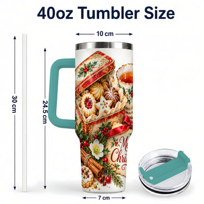 #pl[40oz|Green] Christmas Tea 40oz Tumbler, Cookie Tumbler, Stainless Steel Travel Cup