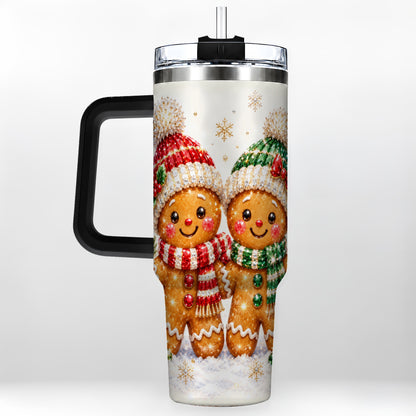 #pl[40oz|Black] Gingerbread Couple 40oz Tumbler, Cookie Tumbler, Stainless Steel Travel Cup