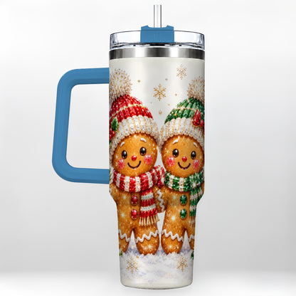#pl[40oz|Blue] Gingerbread Couple 40oz Tumbler, Cookie Tumbler, Stainless Steel Travel Cup