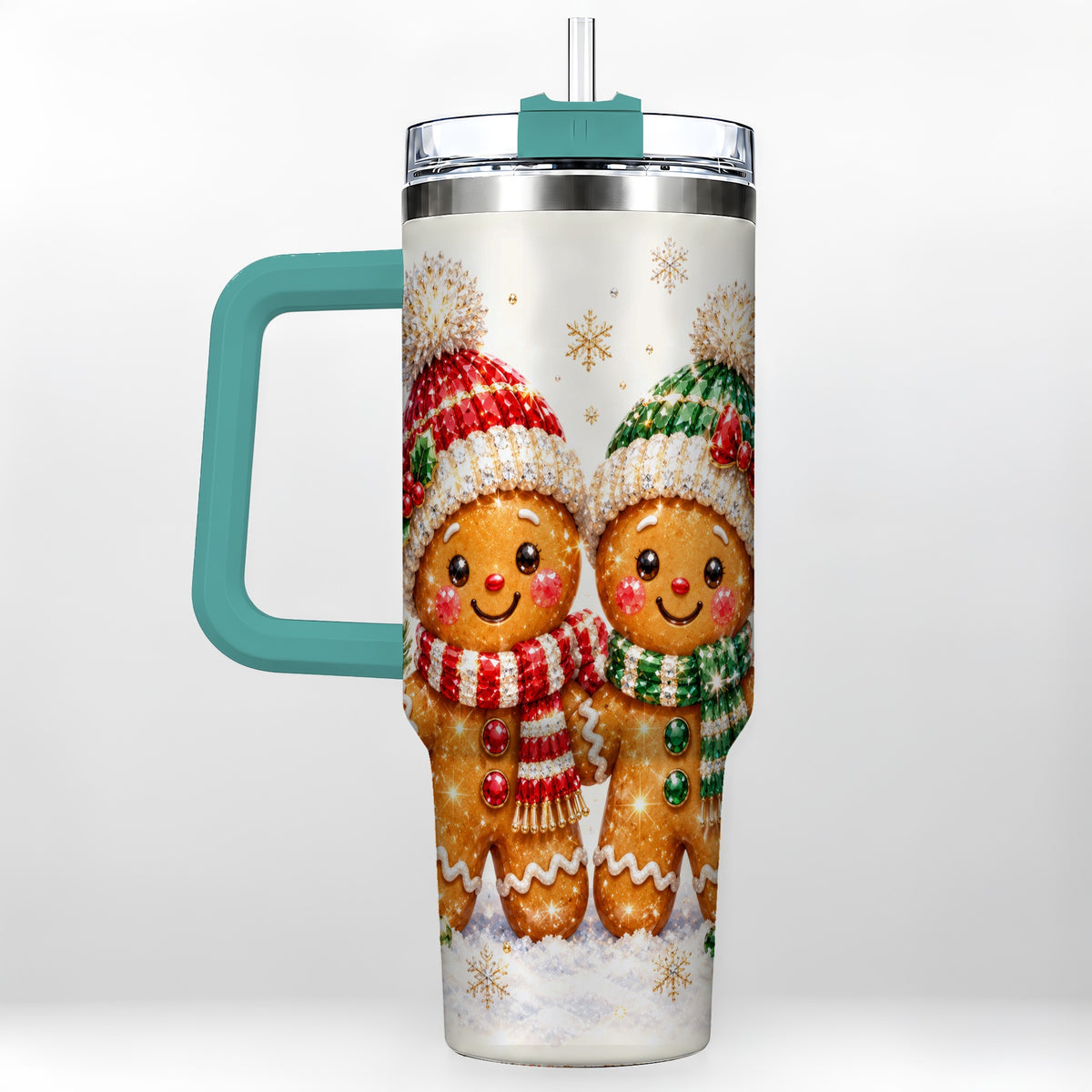 #pl[40oz|Green] Gingerbread Couple 40oz Tumbler, Cookie Tumbler, Stainless Steel Travel Cup