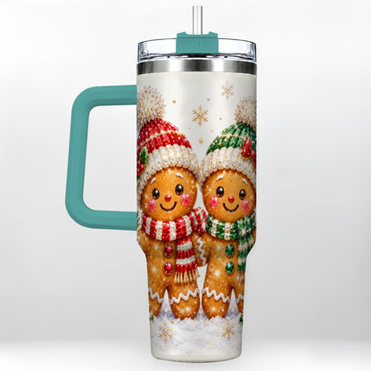 #pl[40oz|Green] Gingerbread Couple 40oz Tumbler, Cookie Tumbler, Stainless Steel Travel Cup