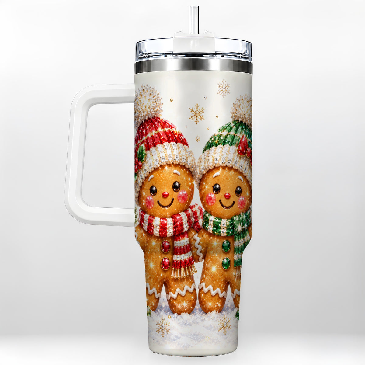 Gingerbread Couple 40oz Tumbler, Cookie Tumbler, Stainless Steel Travel Cup