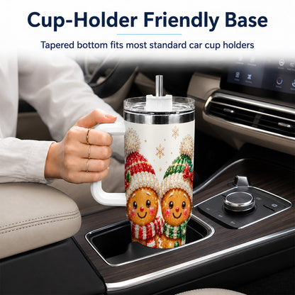 Gingerbread Couple 40oz Tumbler, Cookie Tumbler, Stainless Steel Travel Cup
