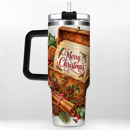 #pl[40oz|Black] Vintage Christmas 40oz Tumbler, Holiday Tumbler, Stainless Steel Travel Cup