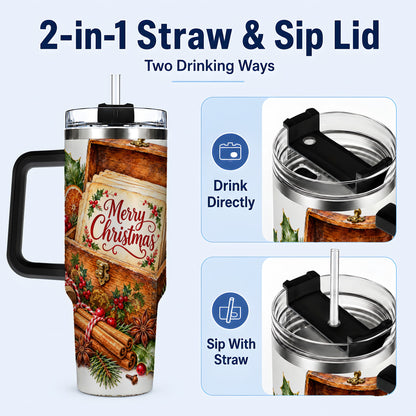 #pl[40oz|Black] Vintage Christmas 40oz Tumbler, Holiday Tumbler, Stainless Steel Travel Cup