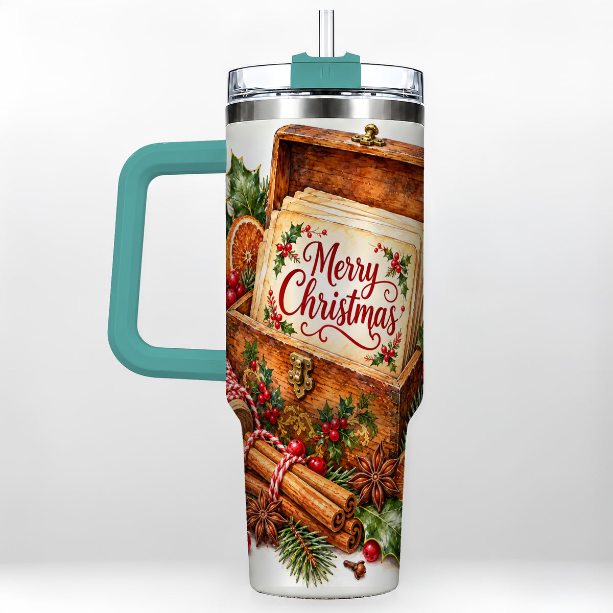 #pl[40oz|Green] Vintage Christmas 40oz Tumbler, Holiday Tumbler, Stainless Steel Travel Cup