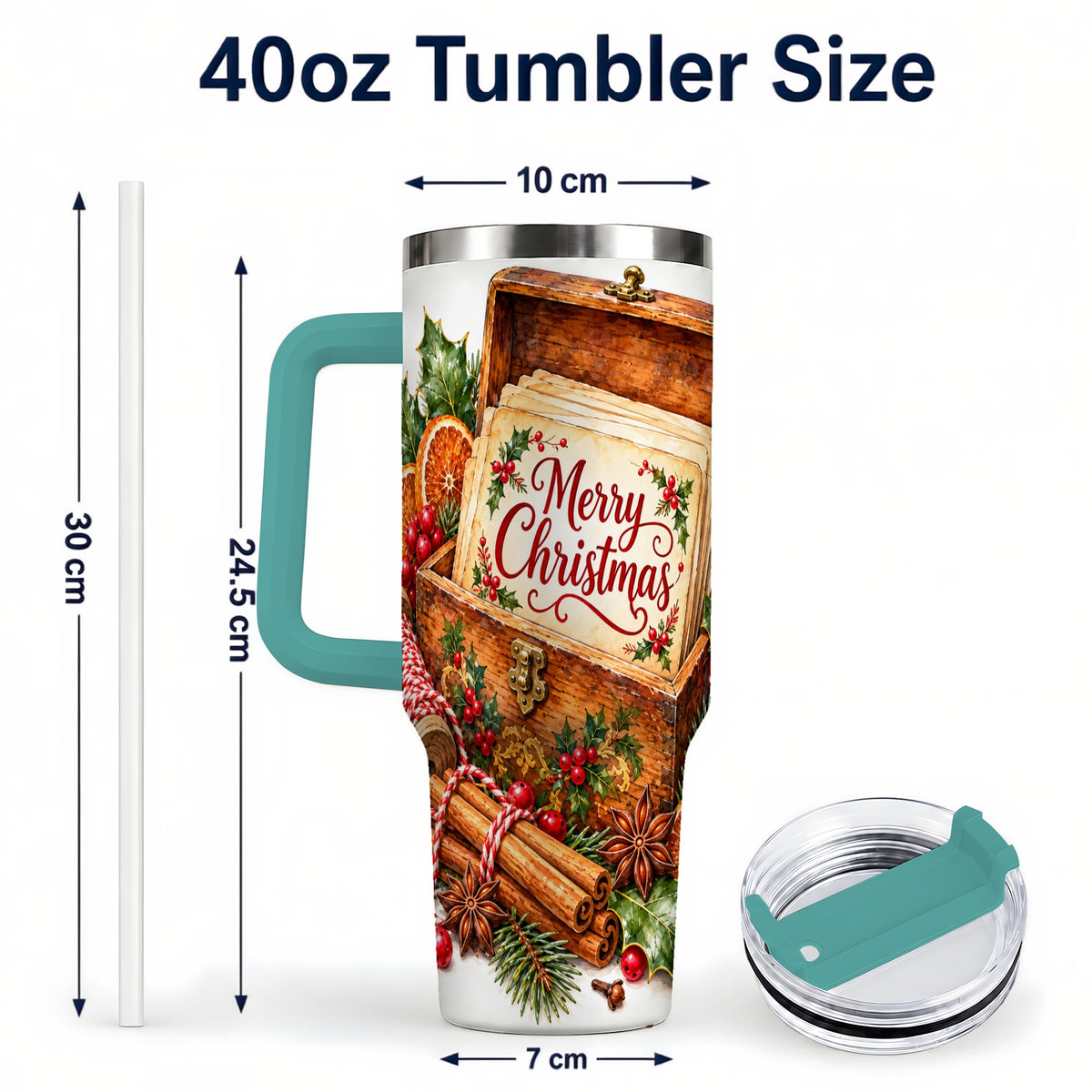 #pl[40oz|Green] Vintage Christmas 40oz Tumbler, Holiday Tumbler, Stainless Steel Travel Cup
