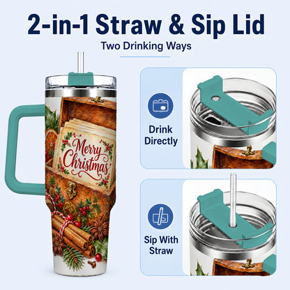 #pl[40oz|Green] Vintage Christmas 40oz Tumbler, Holiday Tumbler, Stainless Steel Travel Cup