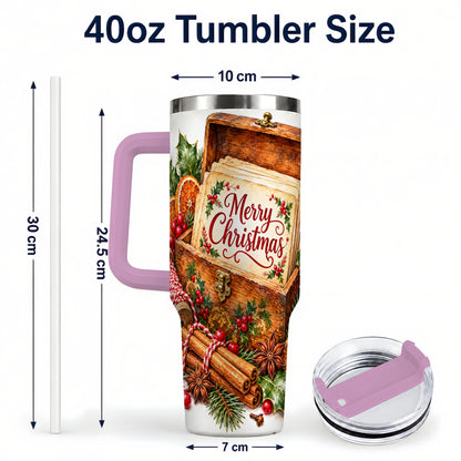 #pl[40oz|Pink] Vintage Christmas 40oz Tumbler, Holiday Tumbler, Stainless Steel Travel Cup
