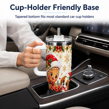 Gingerbread Dog 40oz Tumbler, Christmas Tumbler, Stainless Steel Travel Cup