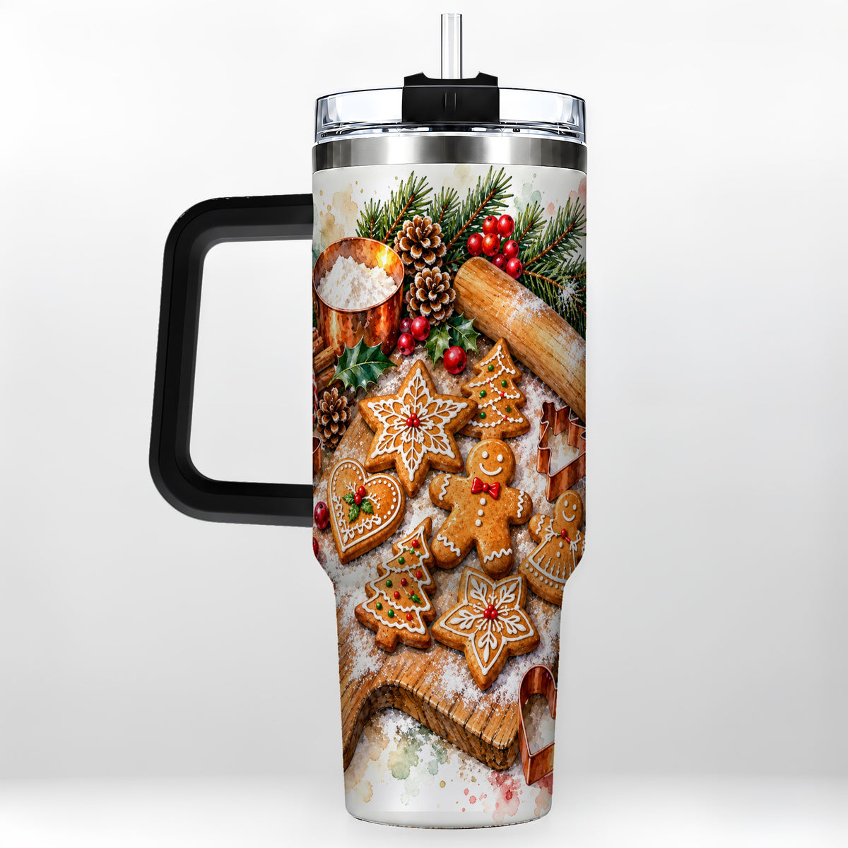 #pl[40oz|Black] Christmas Baking 40oz Tumbler, Cookie Tumbler, Stainless Steel Travel Cup