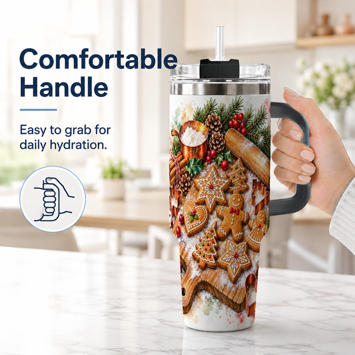 #pl[40oz|Black] Christmas Baking 40oz Tumbler, Cookie Tumbler, Stainless Steel Travel Cup