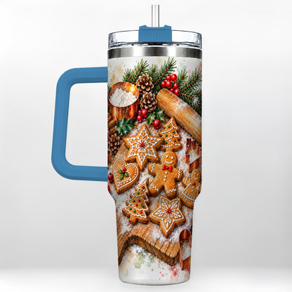 #pl[40oz|Blue] Christmas Baking 40oz Tumbler, Cookie Tumbler, Stainless Steel Travel Cup