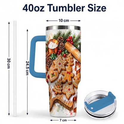 #pl[40oz|Blue] Christmas Baking 40oz Tumbler, Cookie Tumbler, Stainless Steel Travel Cup
