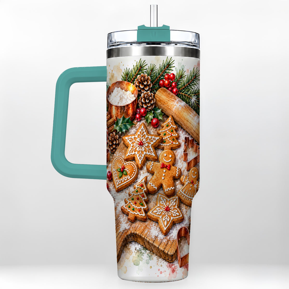 #pl[40oz|Green] Christmas Baking 40oz Tumbler, Cookie Tumbler, Stainless Steel Travel Cup