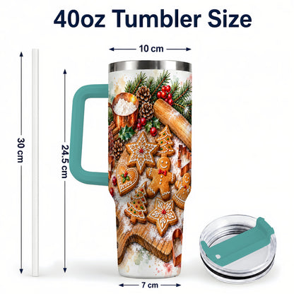 #pl[40oz|Green] Christmas Baking 40oz Tumbler, Cookie Tumbler, Stainless Steel Travel Cup