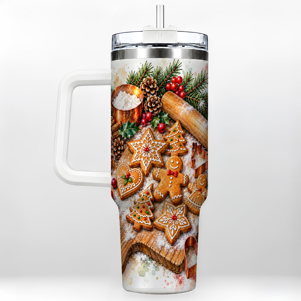 Christmas Baking 40oz Tumbler, Cookie Tumbler, Stainless Steel Travel Cup