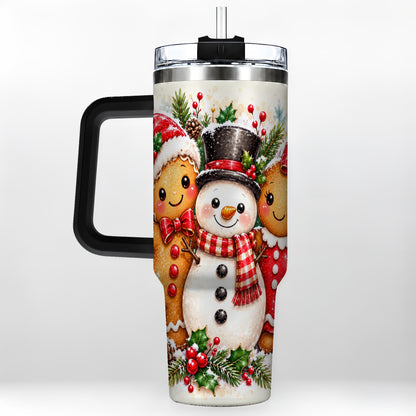#pl[40oz|Black] Gingerbread Snowman 40oz Tumbler, Christmas Stainless Steel Travel Cup