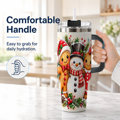 #pl[40oz|Black] Gingerbread Snowman 40oz Tumbler, Christmas Stainless Steel Travel Cup
