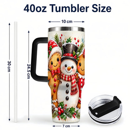 #pl[40oz|Black] Gingerbread Snowman 40oz Tumbler, Christmas Stainless Steel Travel Cup