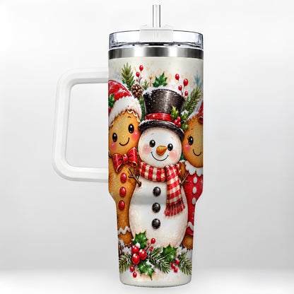 Gingerbread Snowman 40oz Tumbler, Christmas Stainless Steel Travel Cup