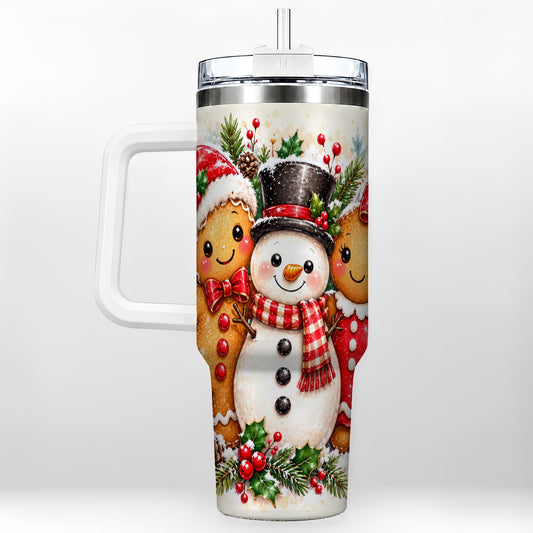 Gingerbread Snowman 40oz Tumbler, Christmas Stainless Steel Travel Cup