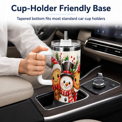 Gingerbread Snowman 40oz Tumbler, Christmas Stainless Steel Travel Cup