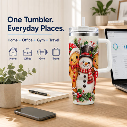 Gingerbread Snowman 40oz Tumbler, Christmas Stainless Steel Travel Cup