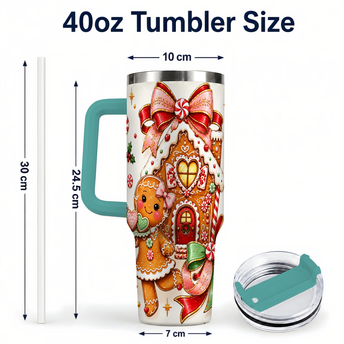 #pl[40oz|Green] Gingerbread House 40oz Tumbler, Christmas Stainless Steel Travel Cup