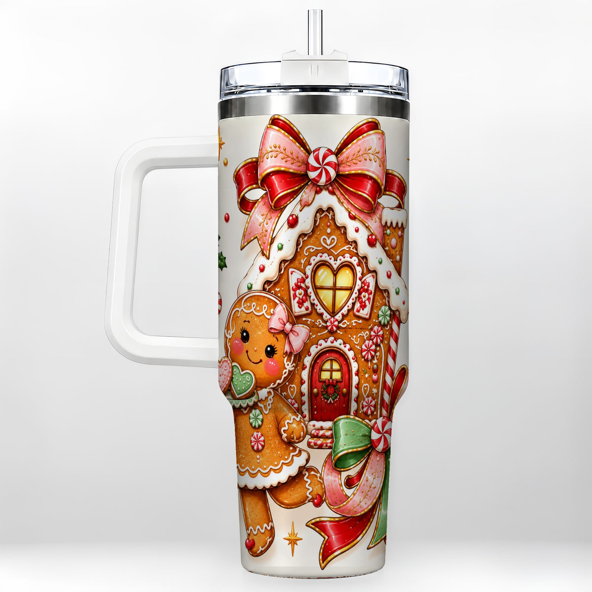 Gingerbread House 40oz Tumbler, Christmas Stainless Steel Travel Cup
