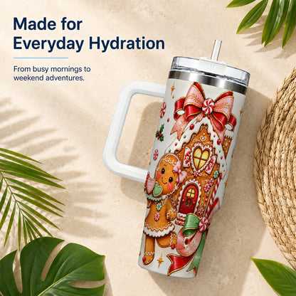 Gingerbread House 40oz Tumbler, Christmas Stainless Steel Travel Cup