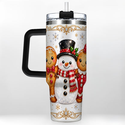 #pl[40oz|Black] Jeweled Gingerbread 40oz Tumbler, Christmas Stainless Steel Travel Cup