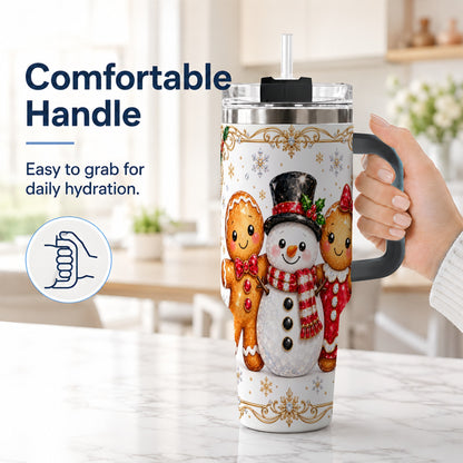 #pl[40oz|Black] Jeweled Gingerbread 40oz Tumbler, Christmas Stainless Steel Travel Cup