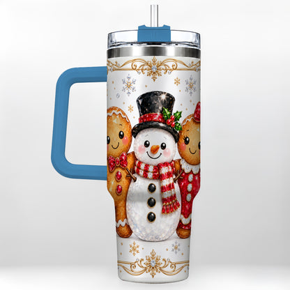 #pl[40oz|Blue] Jeweled Gingerbread 40oz Tumbler, Christmas Stainless Steel Travel Cup