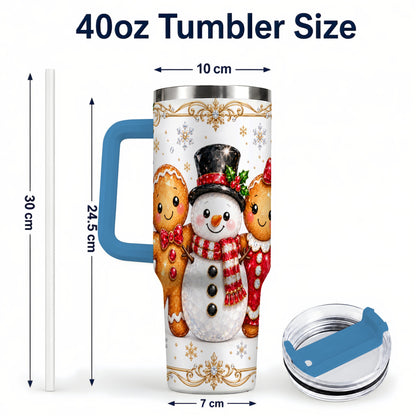 #pl[40oz|Blue] Jeweled Gingerbread 40oz Tumbler, Christmas Stainless Steel Travel Cup