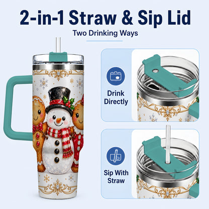 #pl[40oz|Green] Jeweled Gingerbread 40oz Tumbler, Christmas Stainless Steel Travel Cup