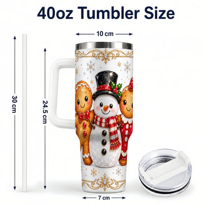 #pl[40oz|White] Jeweled Gingerbread 40oz Tumbler, Christmas Stainless Steel Travel Cup