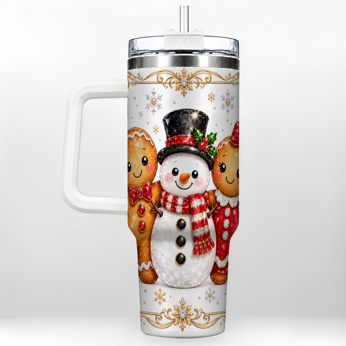 Jeweled Gingerbread 40oz Tumbler, Christmas Stainless Steel Travel Cup