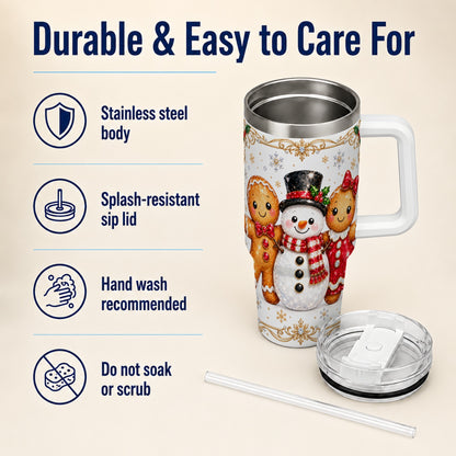 Jeweled Gingerbread 40oz Tumbler, Christmas Stainless Steel Travel Cup