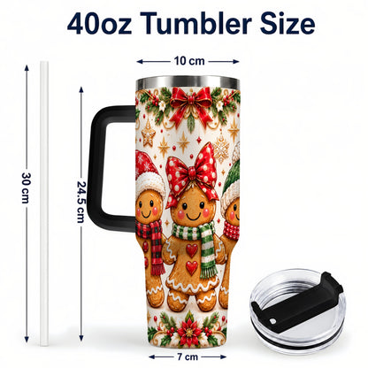 #pl[40oz|Black] Gingerbread Family 40oz Tumbler, Christmas Stainless Steel Travel Cup