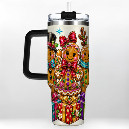 #pl[40oz|Black] Gingerbread Friends 40oz Tumbler, Christmas Stainless Steel Travel Cup