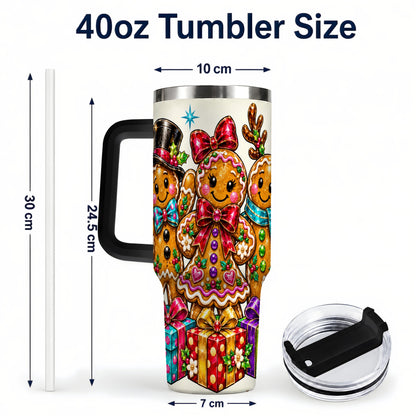 #pl[40oz|Black] Gingerbread Friends 40oz Tumbler, Christmas Stainless Steel Travel Cup