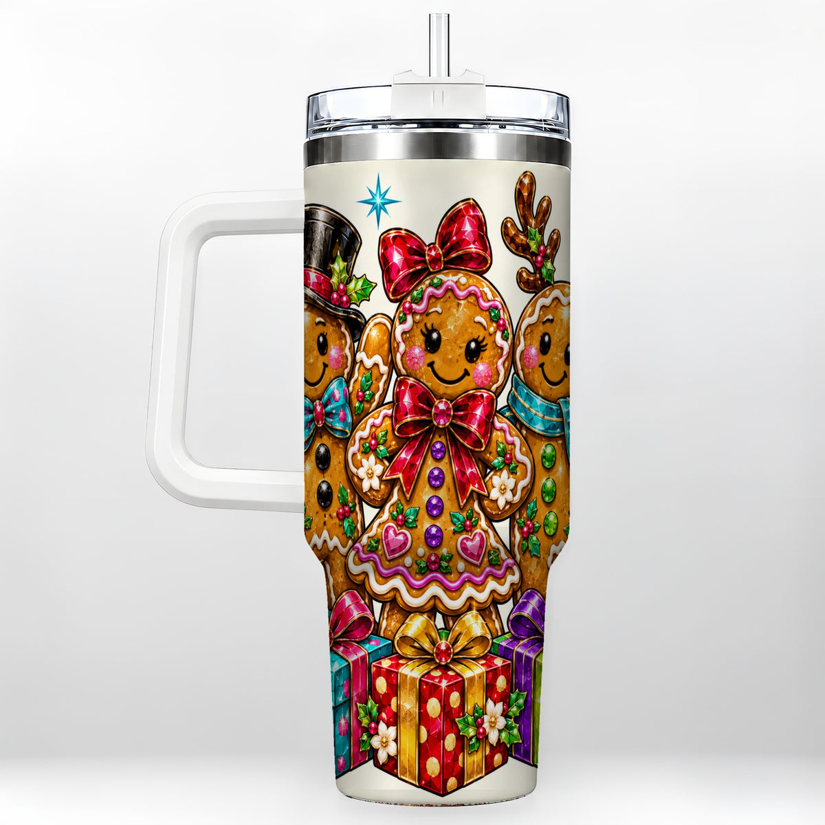 Gingerbread Friends 40oz Tumbler, Christmas Stainless Steel Travel Cup