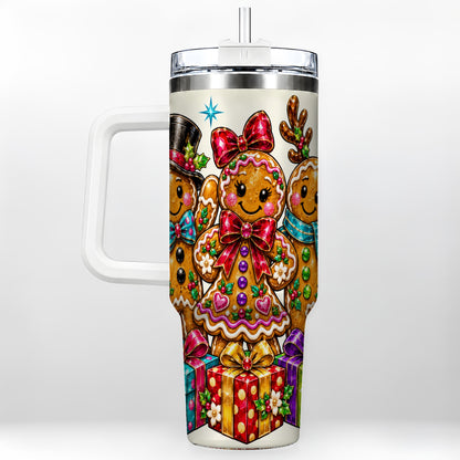 Gingerbread Friends 40oz Tumbler, Christmas Stainless Steel Travel Cup