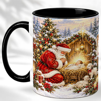 #pl[11oz|Black] Christmas Manger Coffee Mug, Santa Prayer Mug, Ceramic Cup