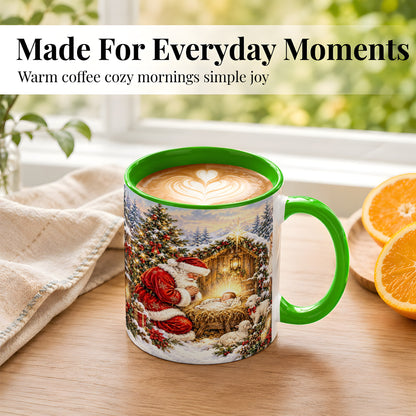 #pl[11oz|Green] Christmas Manger Coffee Mug, Santa Prayer Mug, Ceramic Cup