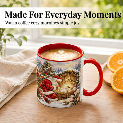 #pl[11oz|Red] Christmas Manger Coffee Mug, Santa Prayer Mug, Ceramic Cup