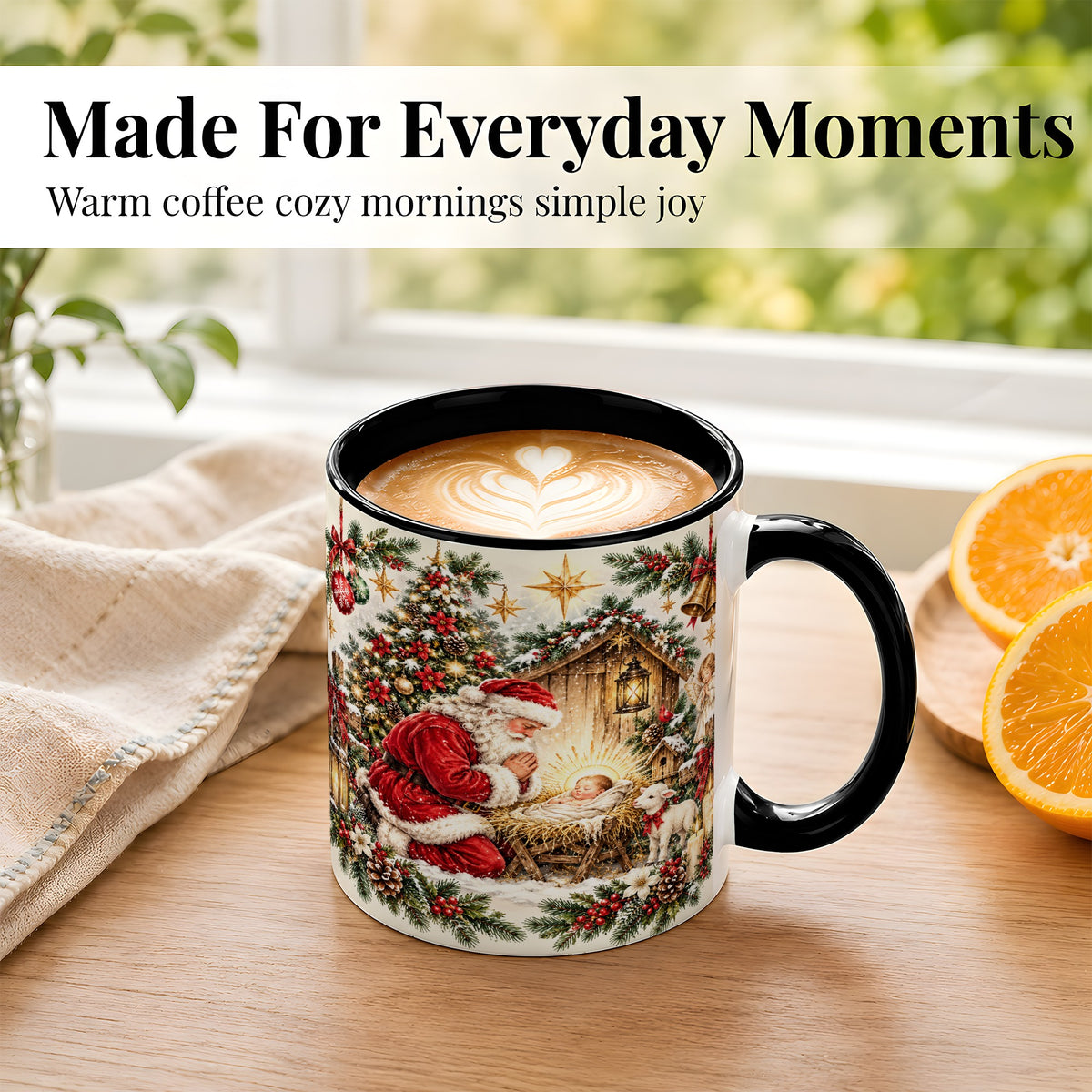 #pl[11oz|Black] Christmas Manger Coffee Mug, Santa Prayer Mug, Ceramic Cup