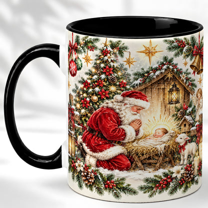 #pl[11oz|Black] Christmas Manger Coffee Mug, Santa Prayer Mug, Ceramic Cup