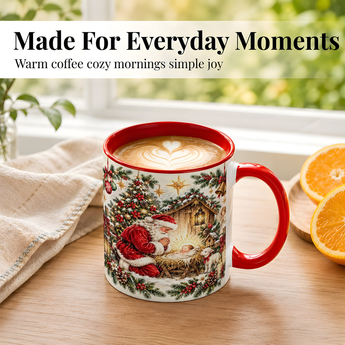 #pl[11oz|Red] Christmas Manger Coffee Mug, Santa Prayer Mug, Ceramic Cup